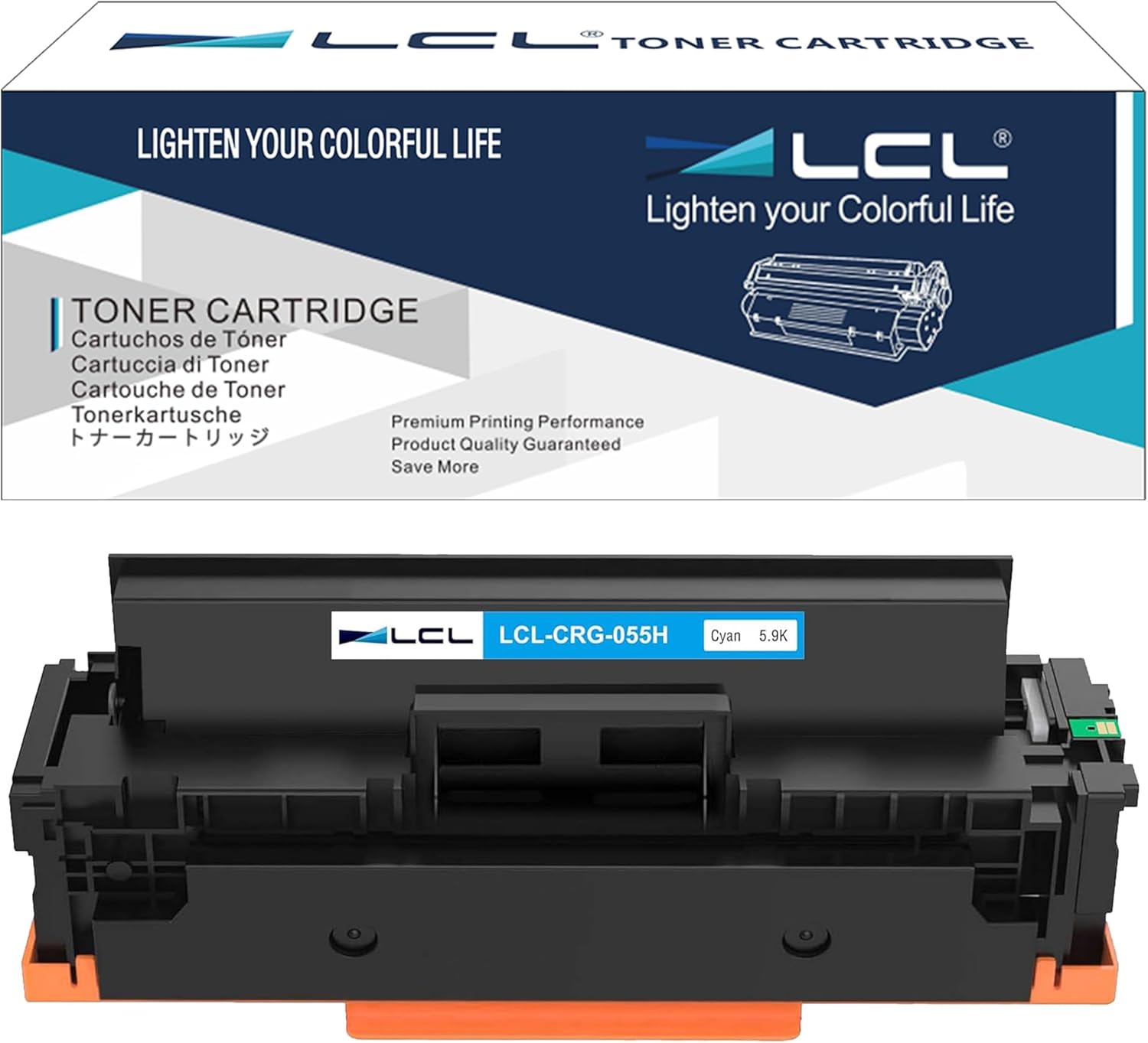 LCL Compatible 055 055H CRG-055 CRG-055H 3019C001 Toner Cartridge Replacement for Canon Color imageCLASS MF740C MF741Cdw MF743Cdw MF745Cdw MF746Cdw LBP660C LBP664Cdw Printer (1-Pack Cyan)