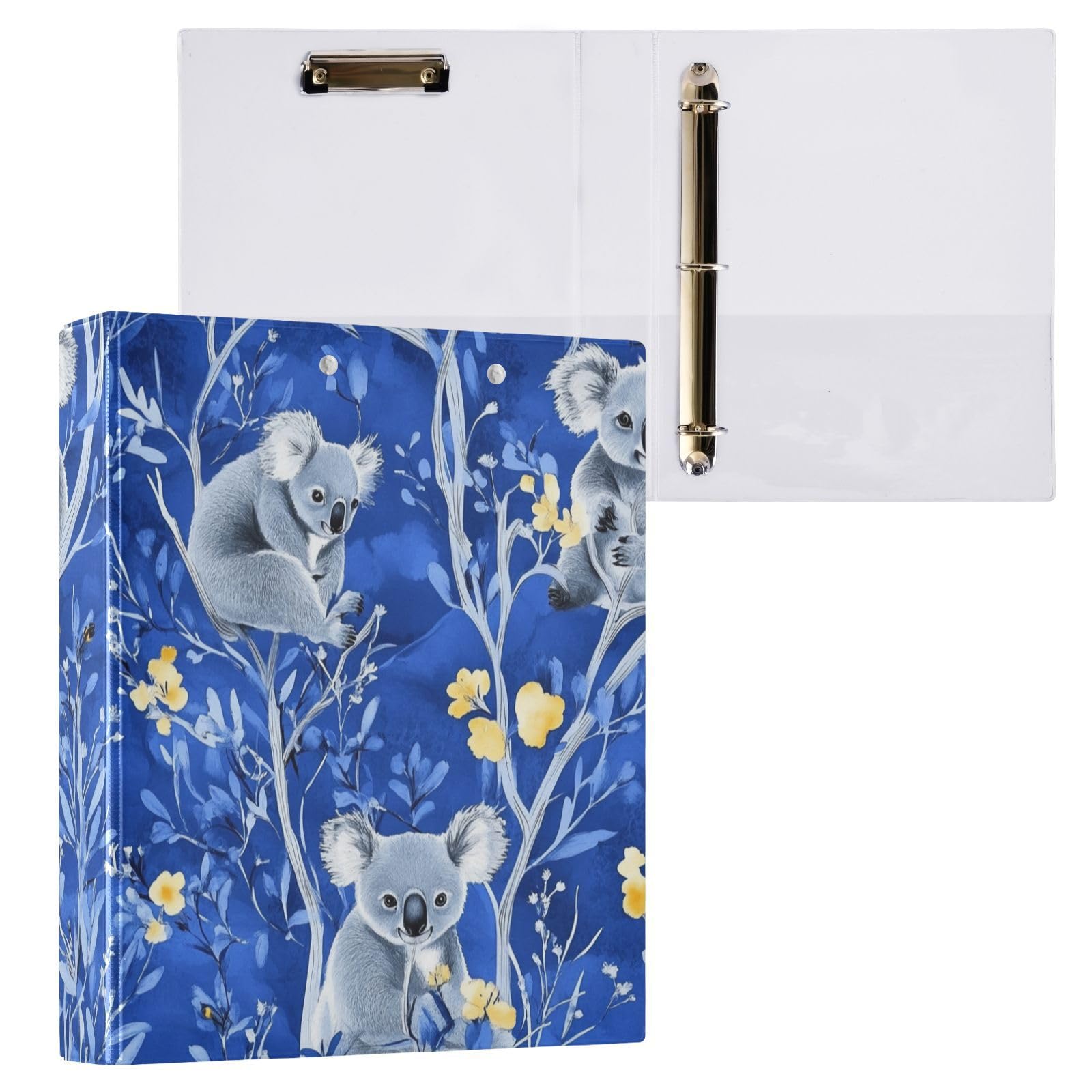Un pollice e mezzo Forniture scolastiche Raccoglitore Cartone Animato Carino Grigio Koala