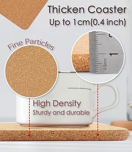 Miniatura 7 de 6 salvamanteles de corcho grueso de alta densidad para platos calientes y 4 salvamanteles rectangulares de corcho grueso de alta densidad para