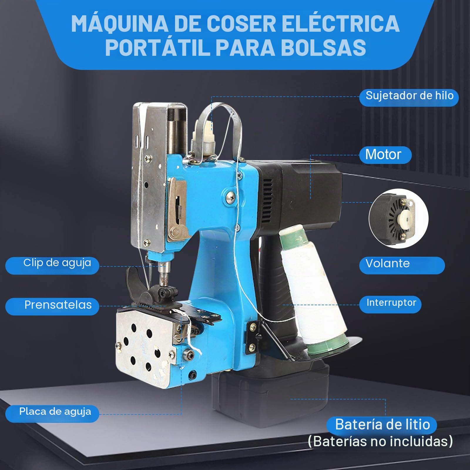 Sacos Maquinas de Coser Compatible con Makita 18V Batería | Eléctrica Máquina de Embalaje de Costura Más Cercana Bolsa, Maquina de Coser Portátiles para Coser, Sellar, Bolsas de Lona