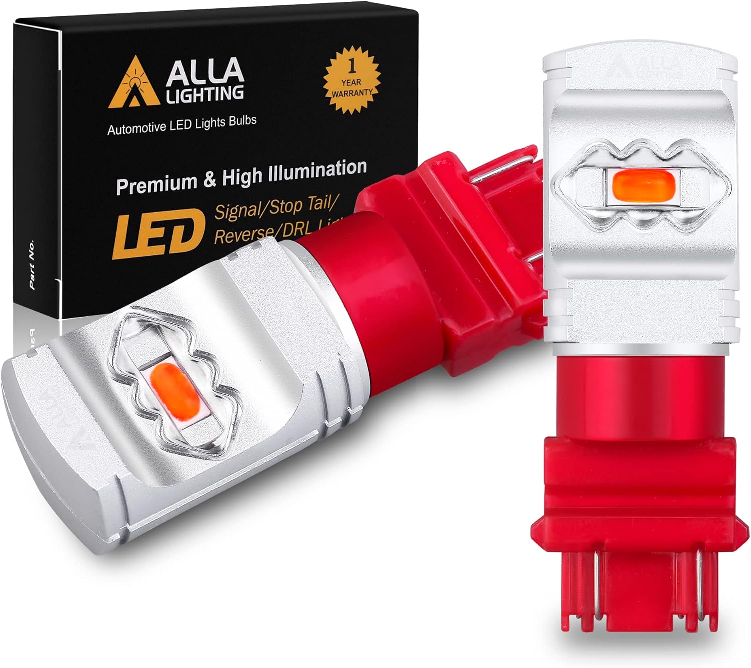 Alla Lighting 3800lm Xtreme Super Bright T25 3156 3157 LED Bulbs High Power ETI 56-SMD 3057 3457 4157 4057 LED Turn Signal Brake Stop Tail Light, Pure Red