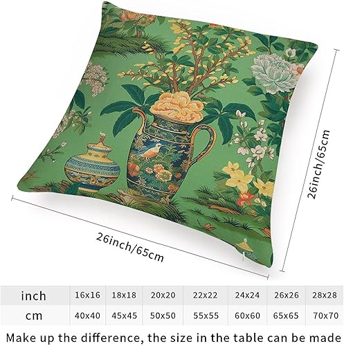 Vista 28 de ArogGeld Chinoiserie - Fundas de cojín asiáticas con diseño de flores blancas y verdes, funda de almohada Chinoiserie Floral con hojas verdes
