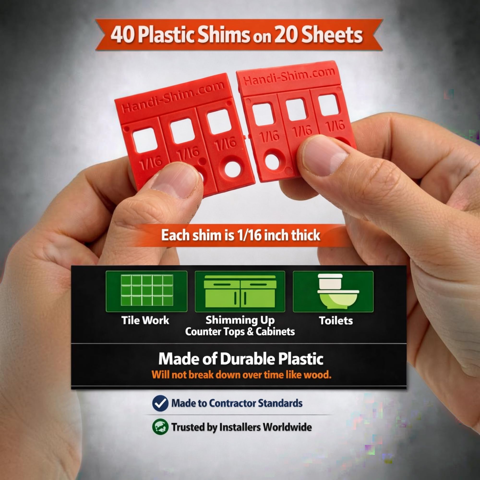 Plastic Shims for Leveling - 40 Pack -2 Plastic Shims for Leveling - 40 Pack -2