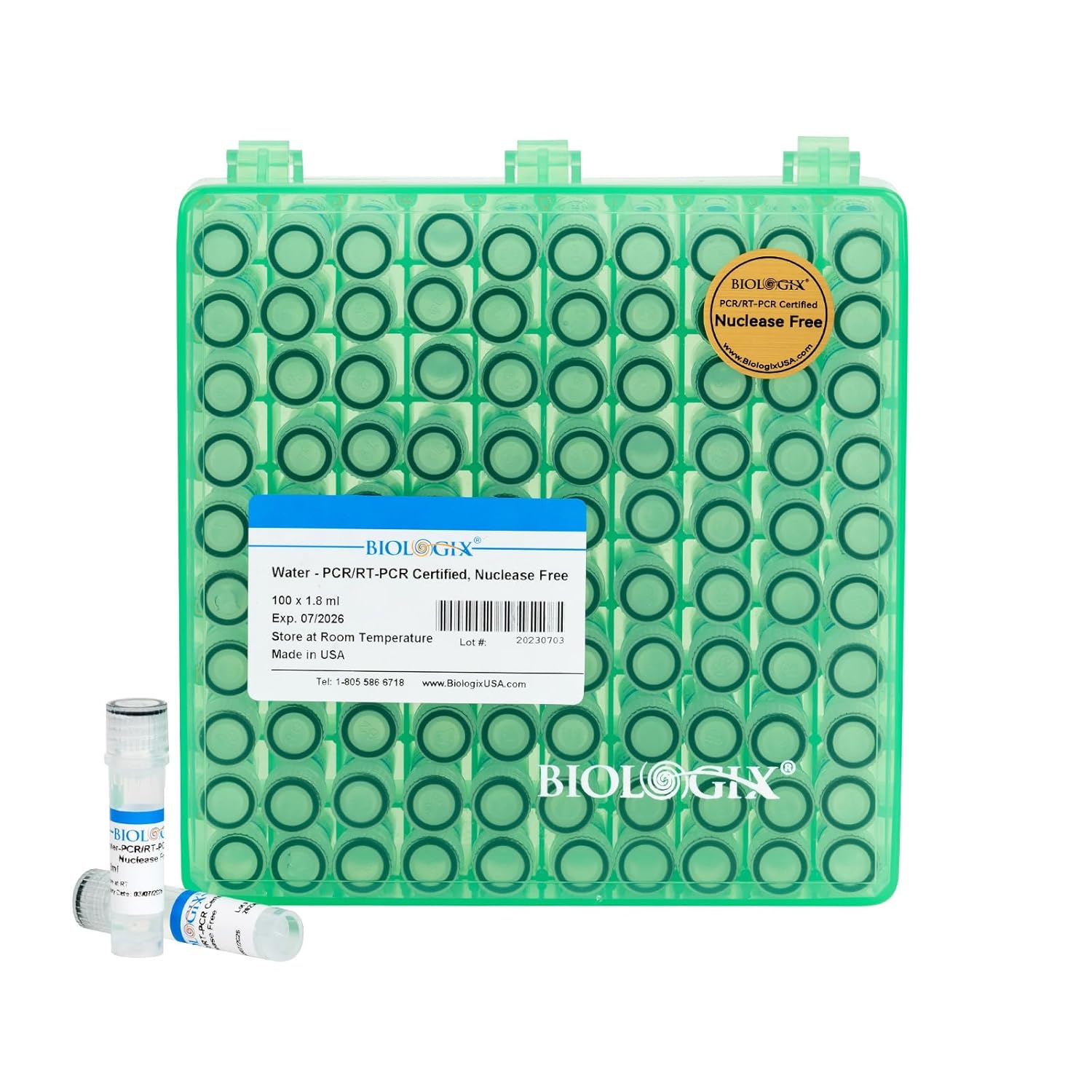 Ultra Pure Water, Nuclease-Free Water, 1.8ml Individual Package, Molecular Biology Grade,PCR/RT-PCR Certified, DNase/RNAse/Protease/Endotoxins (Pyrogen) Free, 100 x 1.8 ml/Pack, Made in USA