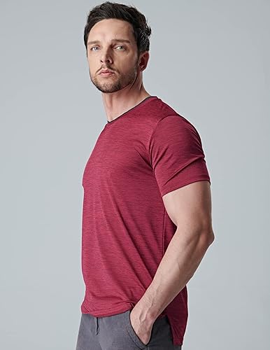 Miniatura 4 de Paquete de 5 camisetas de ajuste seco para hombre, con cuello en V, camisetas de entrenamiento de manga corta, camisetas de gimnasio de rendimiento