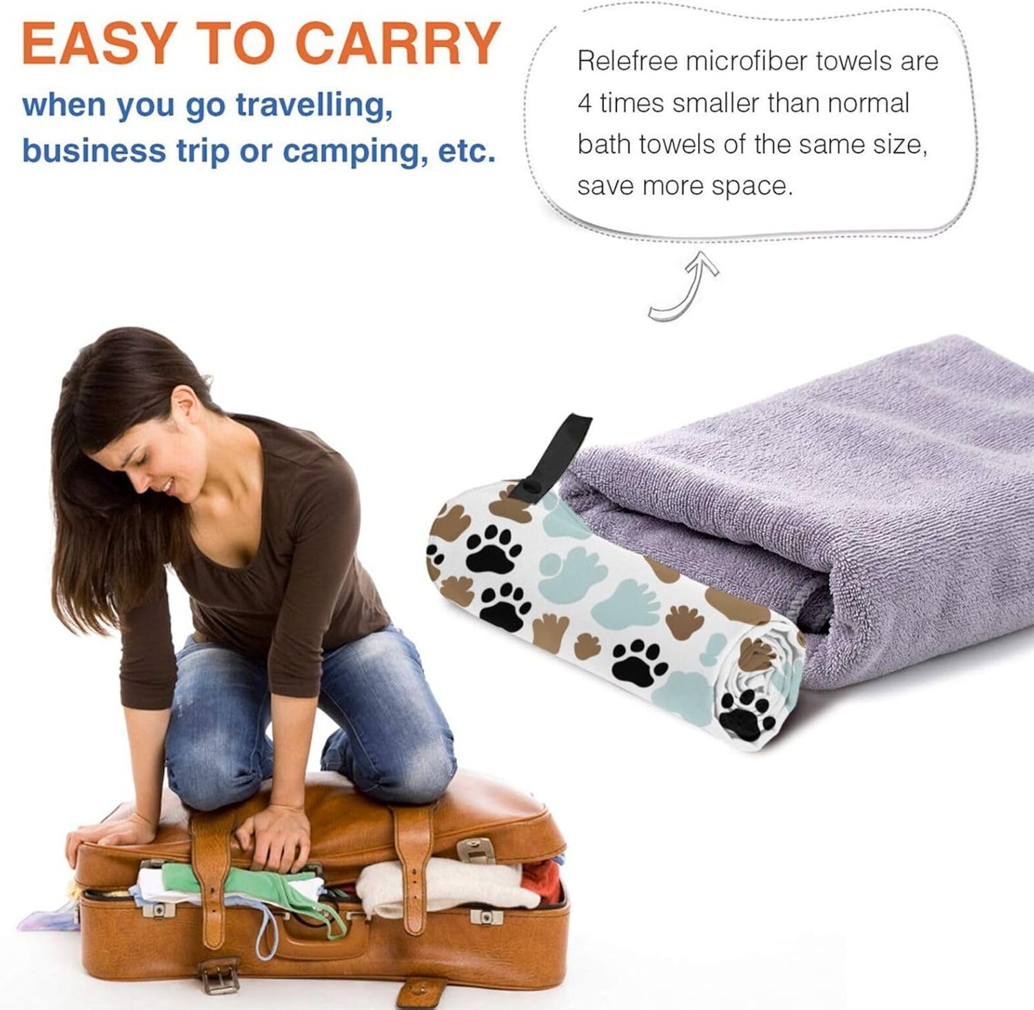 Dog Bones Paw Prints Quick Drying Bath Towel,Microfibre Soft Large Bath Towel,Highly Absorbent Dry Quickly Bath Sheet
