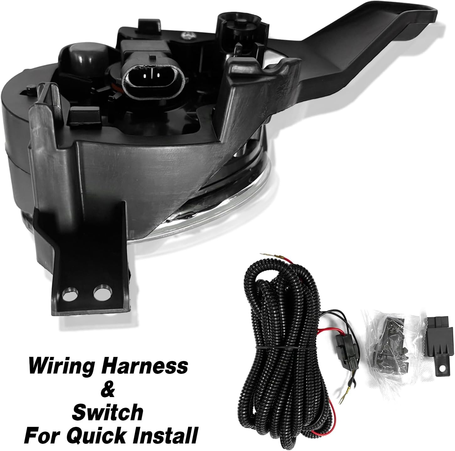 Front Bumper Upper Grille and Fog Lights Kit Fit For 2017 2018 2019 Honda CR-V CRV, Black and Chrome Trim, Direct Replacement Parts