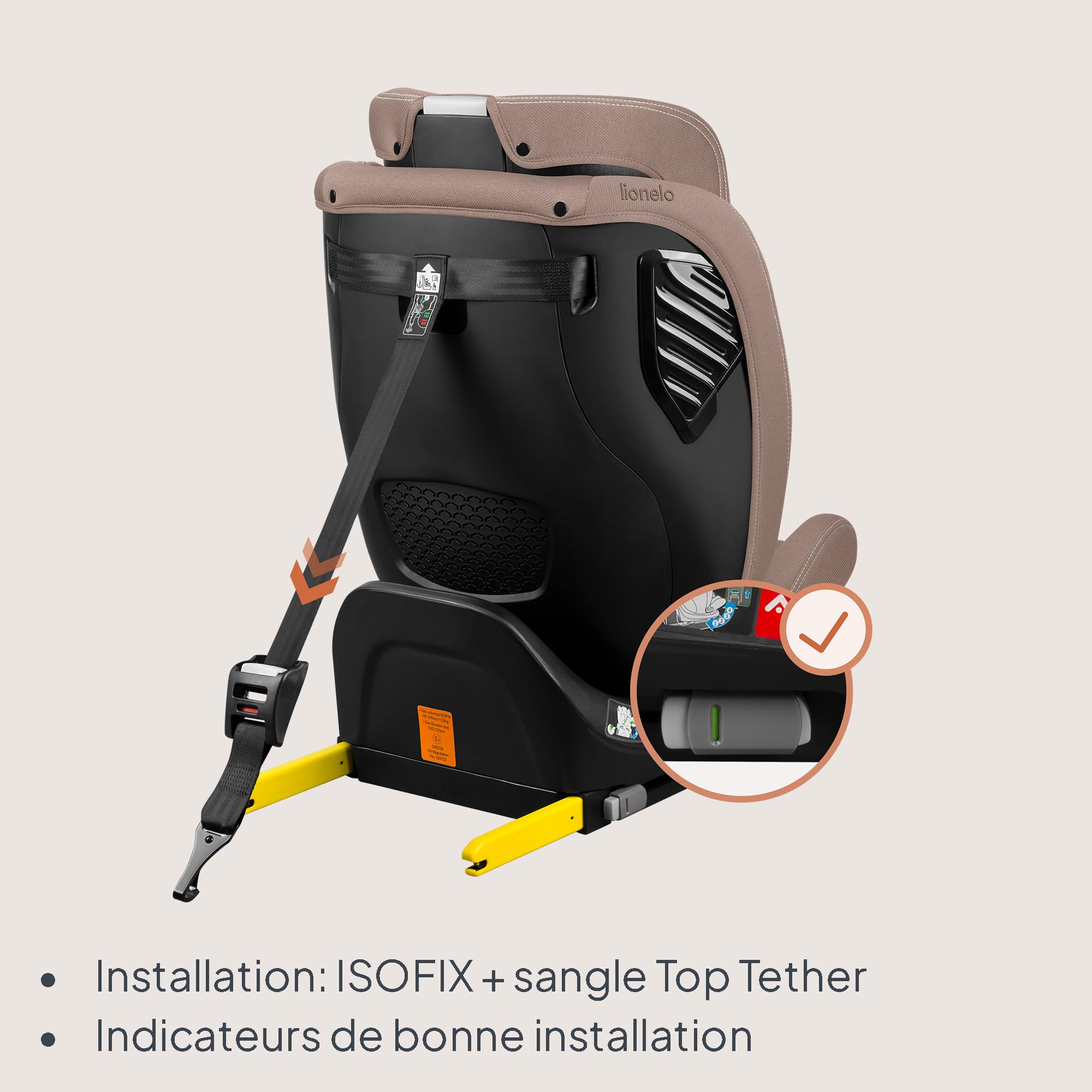 Lionelo BASTIAAN ONE I-SIZE Siège Auto Pivotant 360°, de 0 à 36 kg ISOFIX | Installation Face et Dos à la Route, Groupe 0/1/2/3, (40 à 140 cm) pour les Enfants, ISOFIX Sangle TopTether
