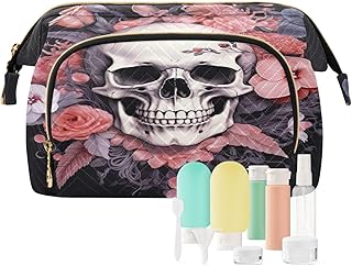 Kigai Rose Floral Sugar Skull Makeup Bag Cosm...