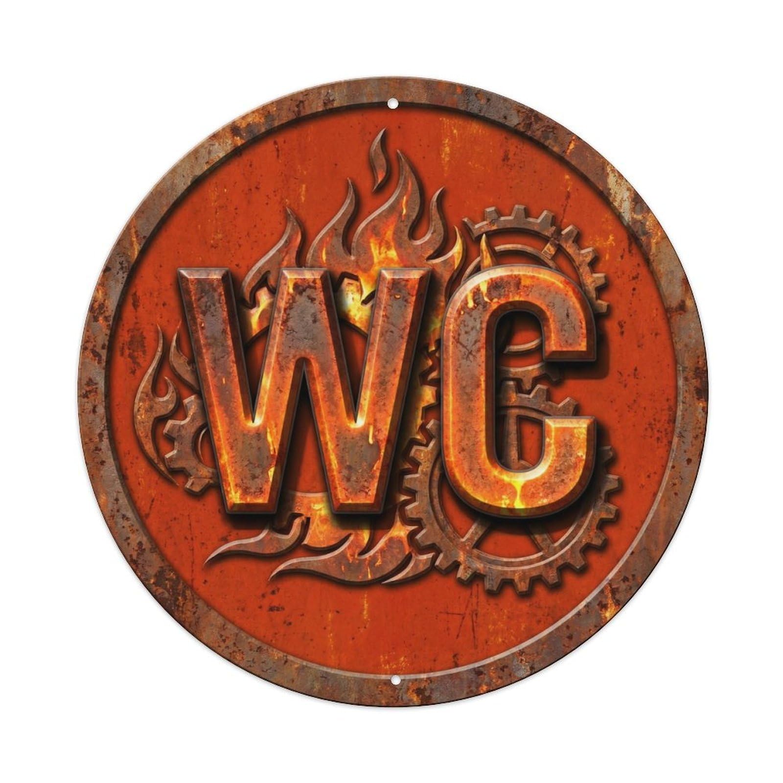 Toilet （WC） Furnace Shield Metal Tin Sign Plaque Wall Decor for Cafe, Club Bar, Office, Home Garden Round Metal Poster 8x8Inch