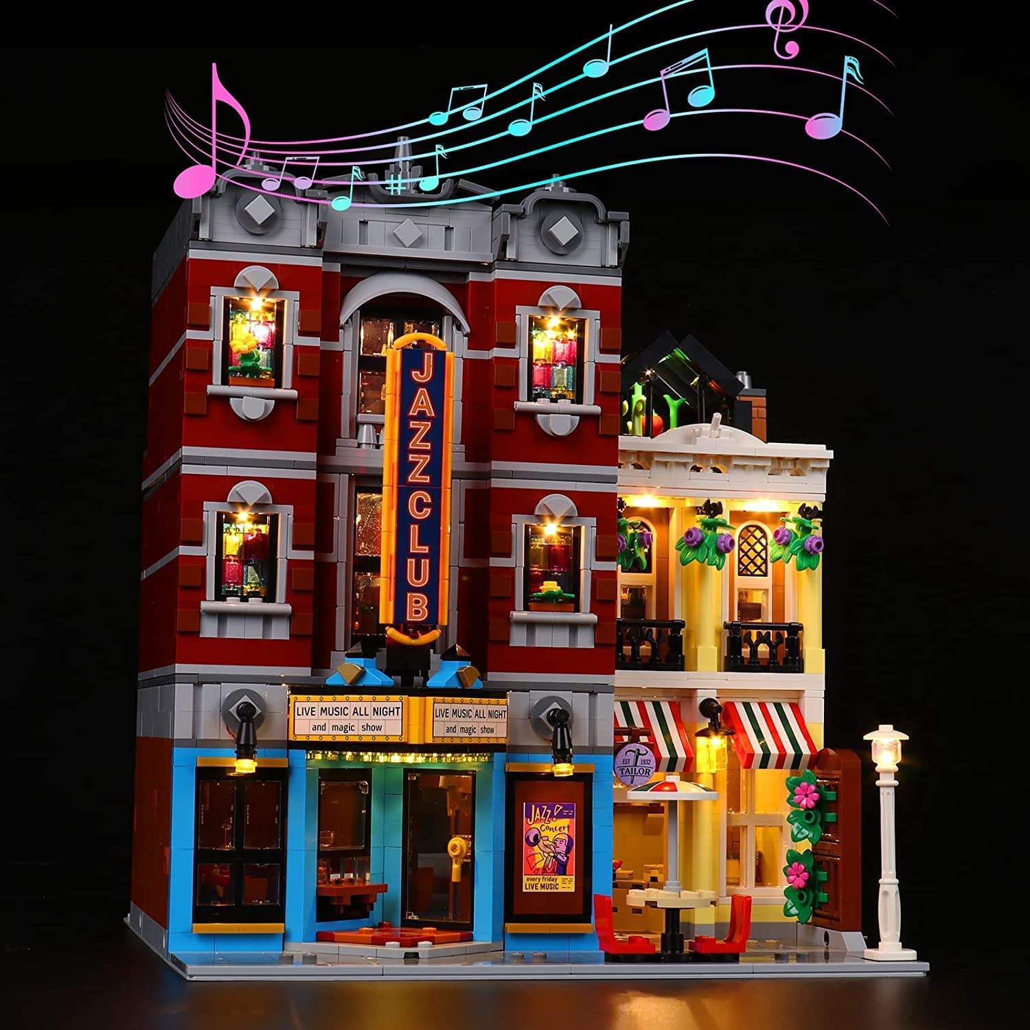 Wersja muzyczna Zestaw oświetlenia LED do Lego Jazz Club, Zestaw oświetlenia dekoracyjnego do Lego 10312 Jazz Club Klocki Model Kreatywna zabawka Światła - Brak Lego