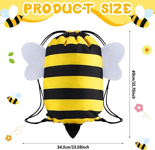 Miniatura 2 de 12 bolsas de recuerdo de fiesta con temática de abejas, bolsas con cordón para decoración de abejorros, de tela, con cordón para abejas, para