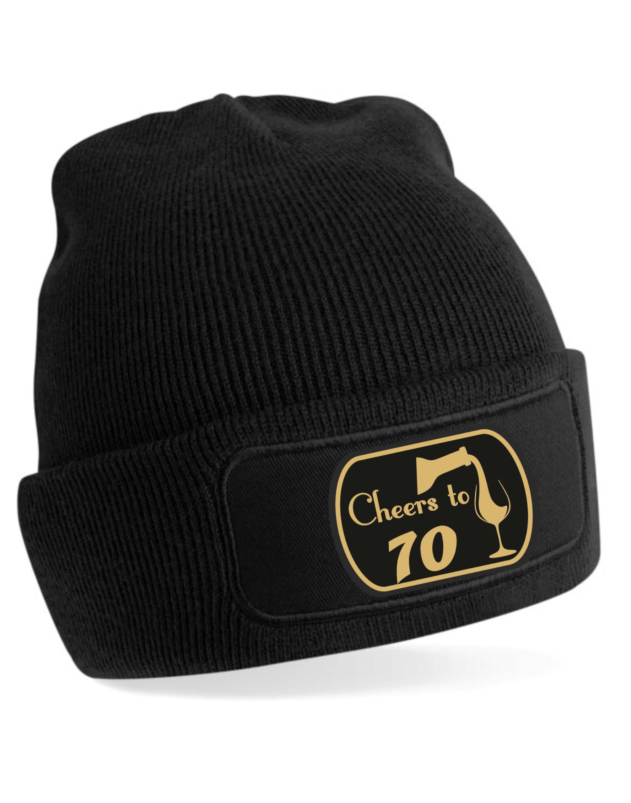 Print4u Unisex Black Cheers To 70 Beanie Hat Gift For 70Th Birthday Funny 70 Year Old Present