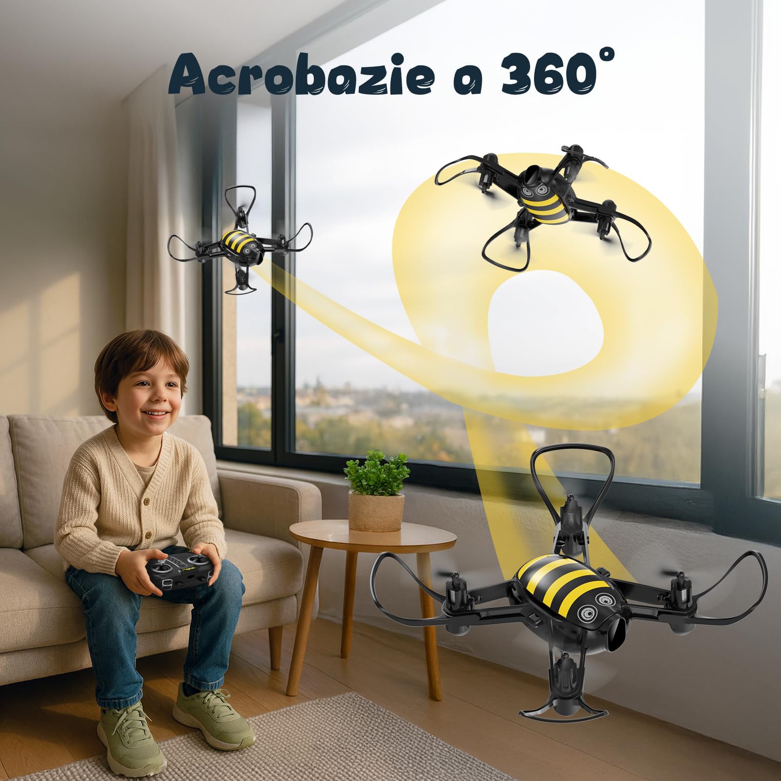Loolinn | Drone per Regalo a Bambini - Design Divertente, Facile da Pilotare, Sicuro per Bambini, Acrobazie a 360°, Hub di Ricarica e Due Batterie Incluse (Idee Regalo)