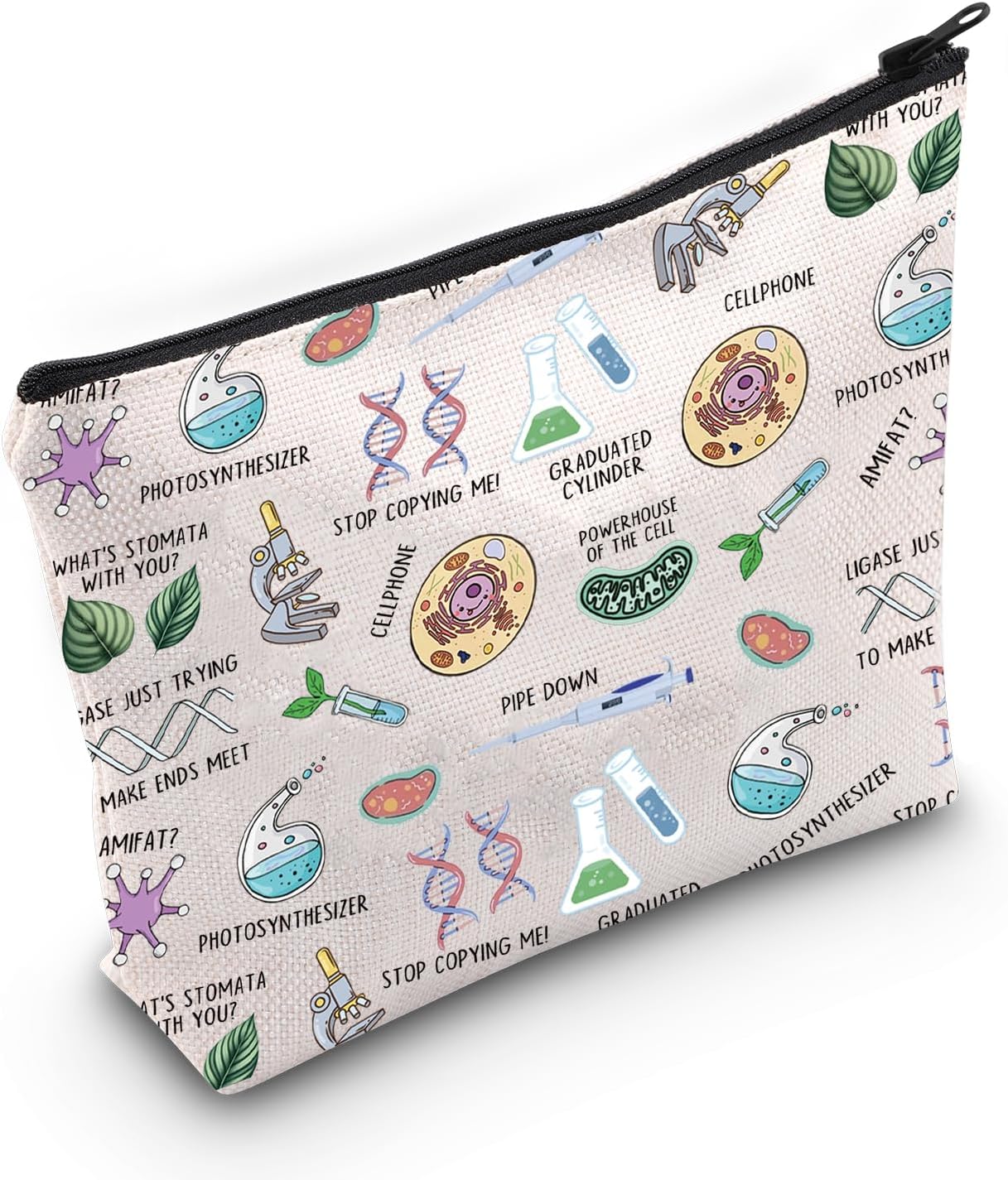 JXGZSO Funny Science Nerd Geek Gift Science Biology Makeup Bag Lab Tech Cosmetic Bag Biology Lover Gift Biologist Survival Kit Bag