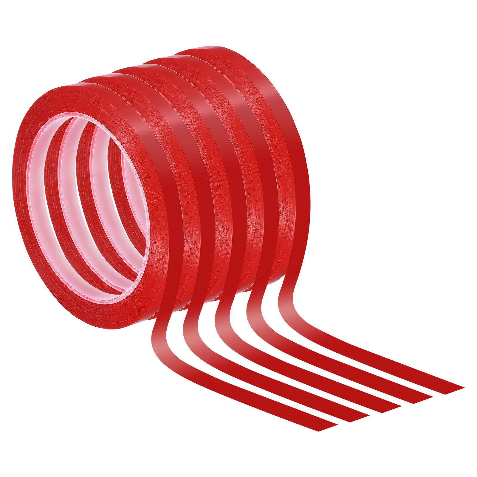PATIKIL 11/32"(9mm) Whiteboard Tape, 5 Pack Thin Dry Erase Tape 72 Yard(66m) for Graphic Chart Marking DIY Art, Red