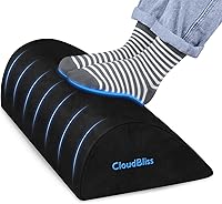 CloudBliss Ergonomic Under Desk Foot Rest with Soft Foam, Washable Cover & Anti-Slip Base for Office Comfort - Black