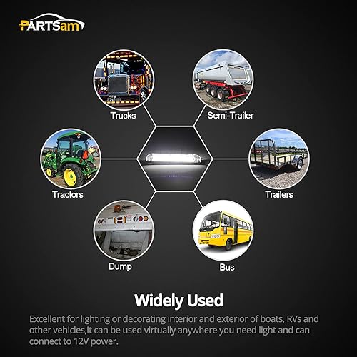 Miniatura 7 de Partsam 4 tiras de luz blanca de 6 pulgadas con 12 luces LED para barcos, barra de luz marina, remolque, camión, caravana, caravanas, luces LED