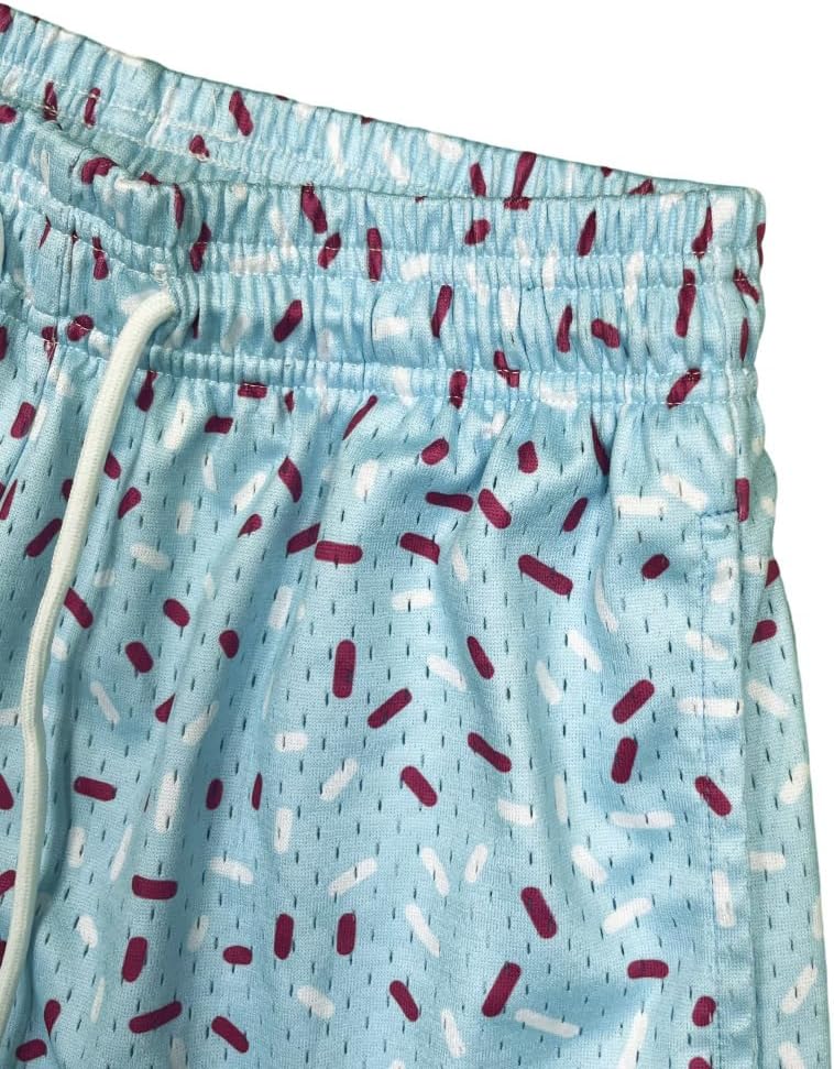 Boys Ice Cream Mesh Athletic Shorts Blue Lightweight Breathable Gym Baseball Workout Summer Shorts with Pockets