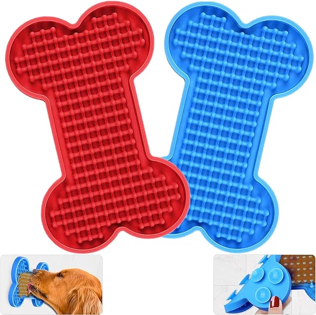 Zacro Petbank Lick Mats for Dogs - 2 Pack Lick Pad for Dogs Pet, Dog Washing Distraction Device, Anxiety Reducer Slow Feeder for Pet Food, Yogurt, Peanut Butter, Dog Bathing, Grooming and Training