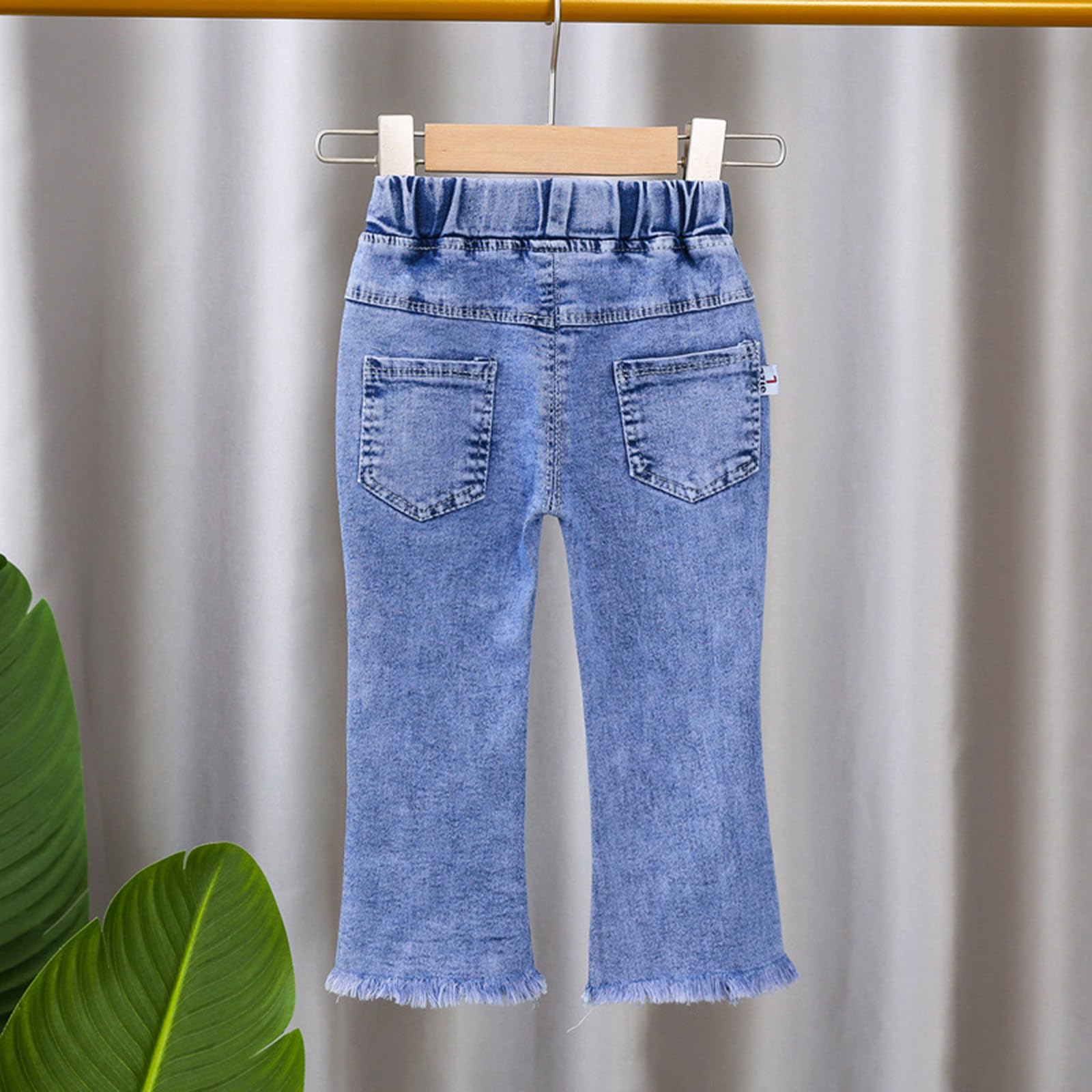 Generisch Pantalon en jean pour bébé fille - Taille élastique, Rose, 3-4 ans