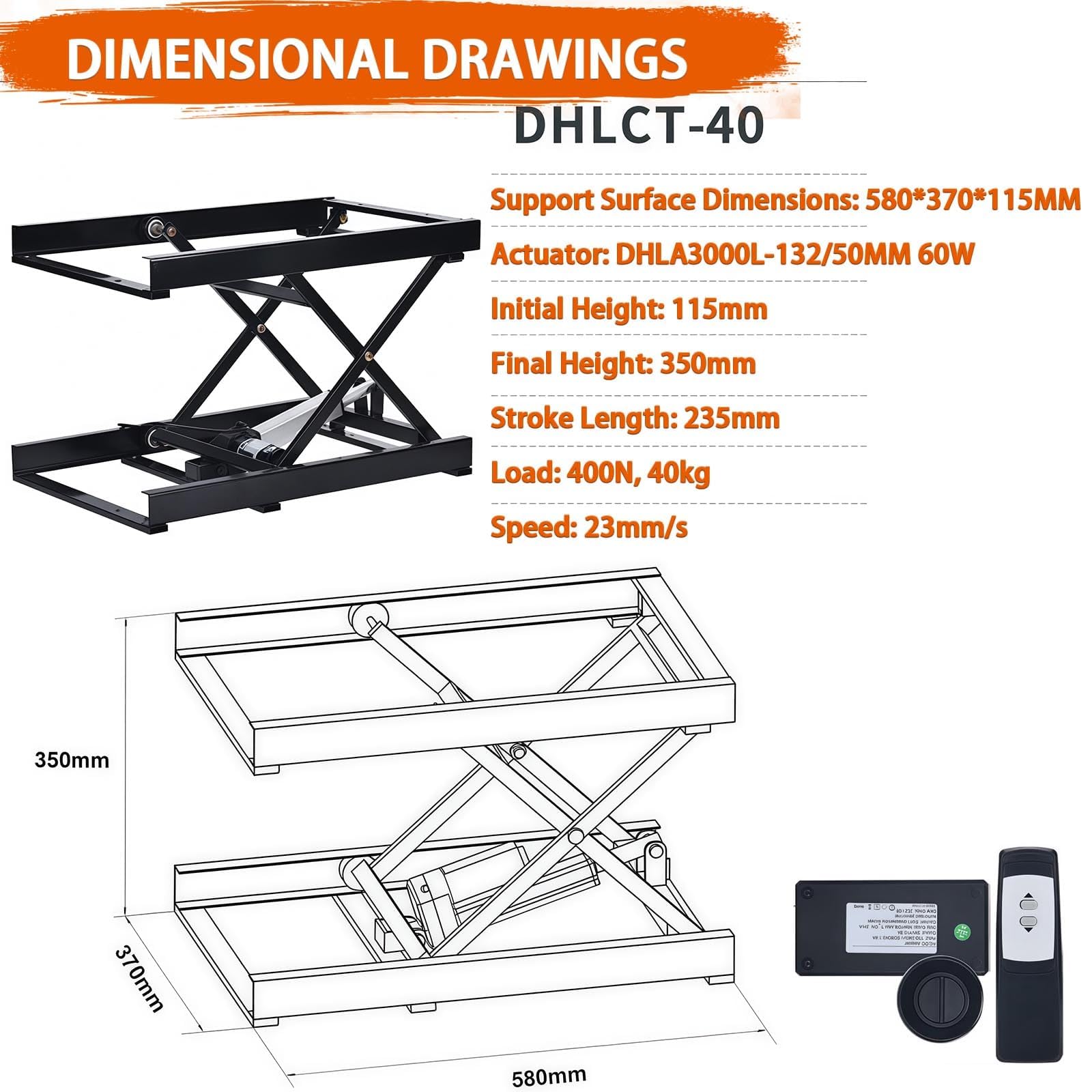 Heavy Du - Mesa elevadora eléctrica con control remoto hidráulico para un manejo y transporte de materiales sin esfuerzo, ideal para almacenes y Worhops