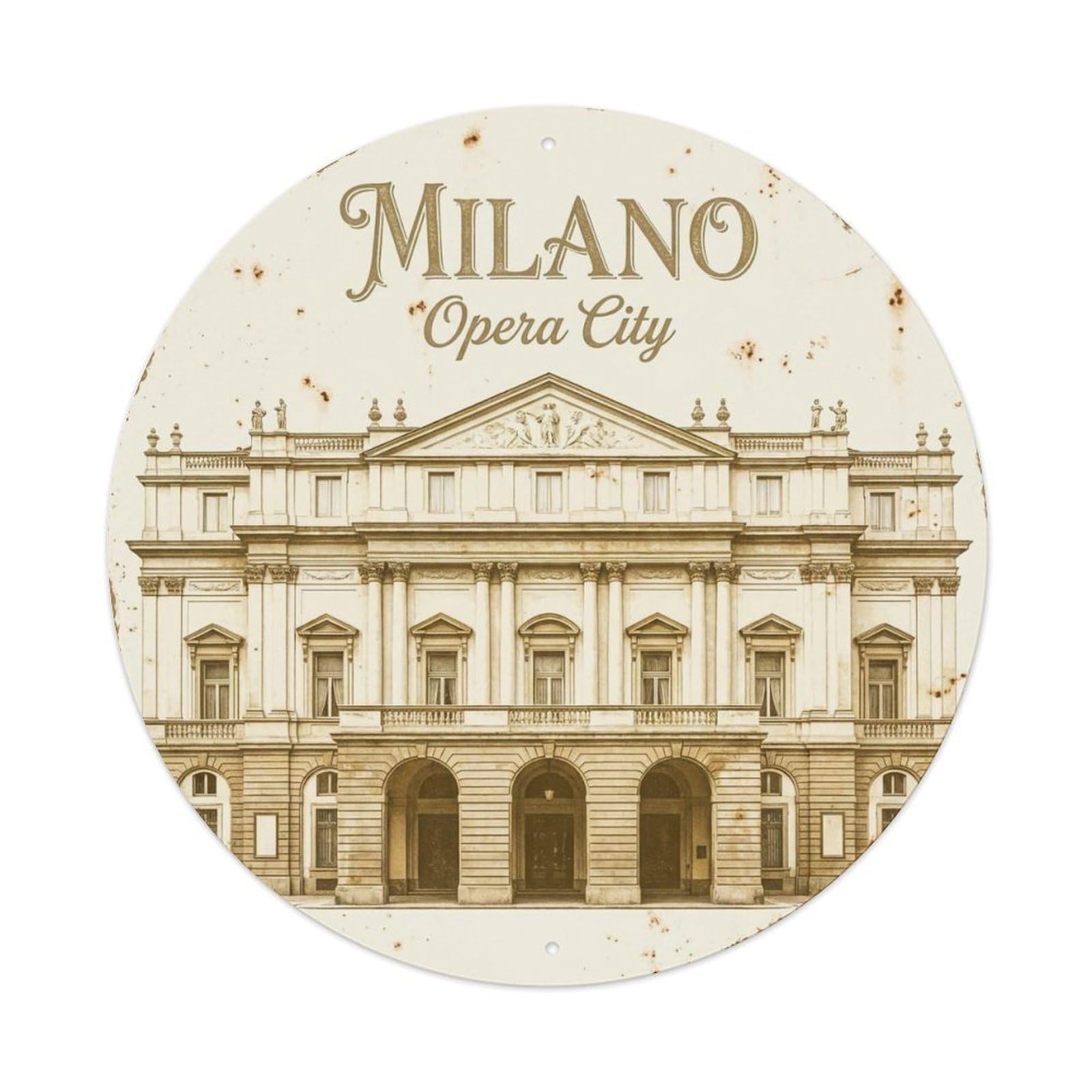 Vintage Travel Milan Italy Landmark Metal Tin Sign