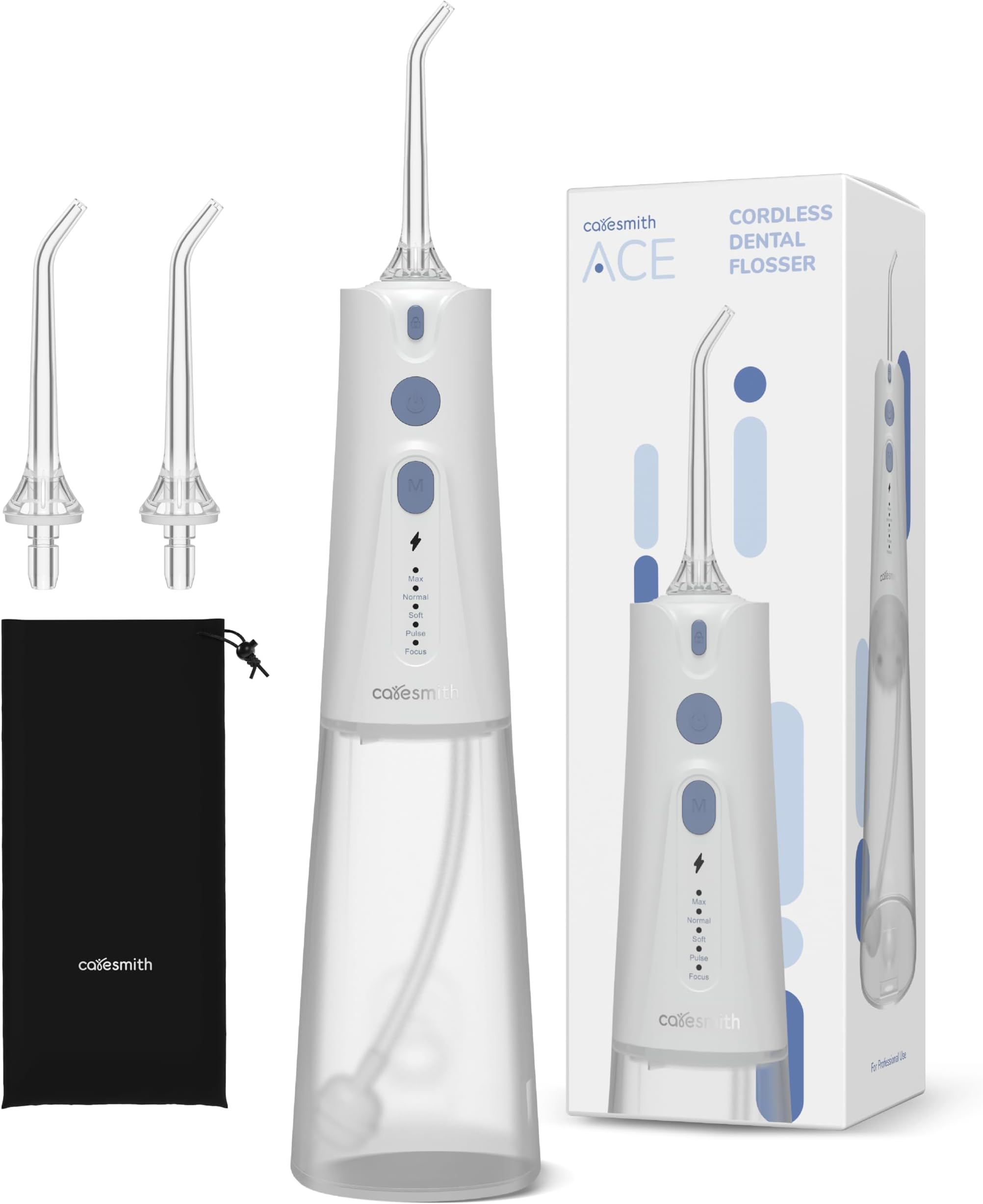 Caresmith Ace Cordless Flosser for Teeth | 5 Mode Water Jet Settings | 300 ML Water Tank | IPX7 Waterproof Dental Floss teeth Cleaner | Power Flosser for Teeth Oral Care
