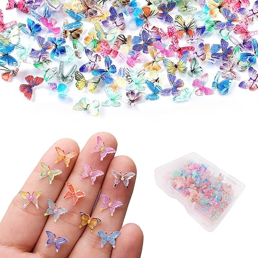 100 PCS Micro Resin Butterflies,Crafts Miniature Tiny Butterflies Two Styles Mixed Mini Micro Landscaping Decoration US213