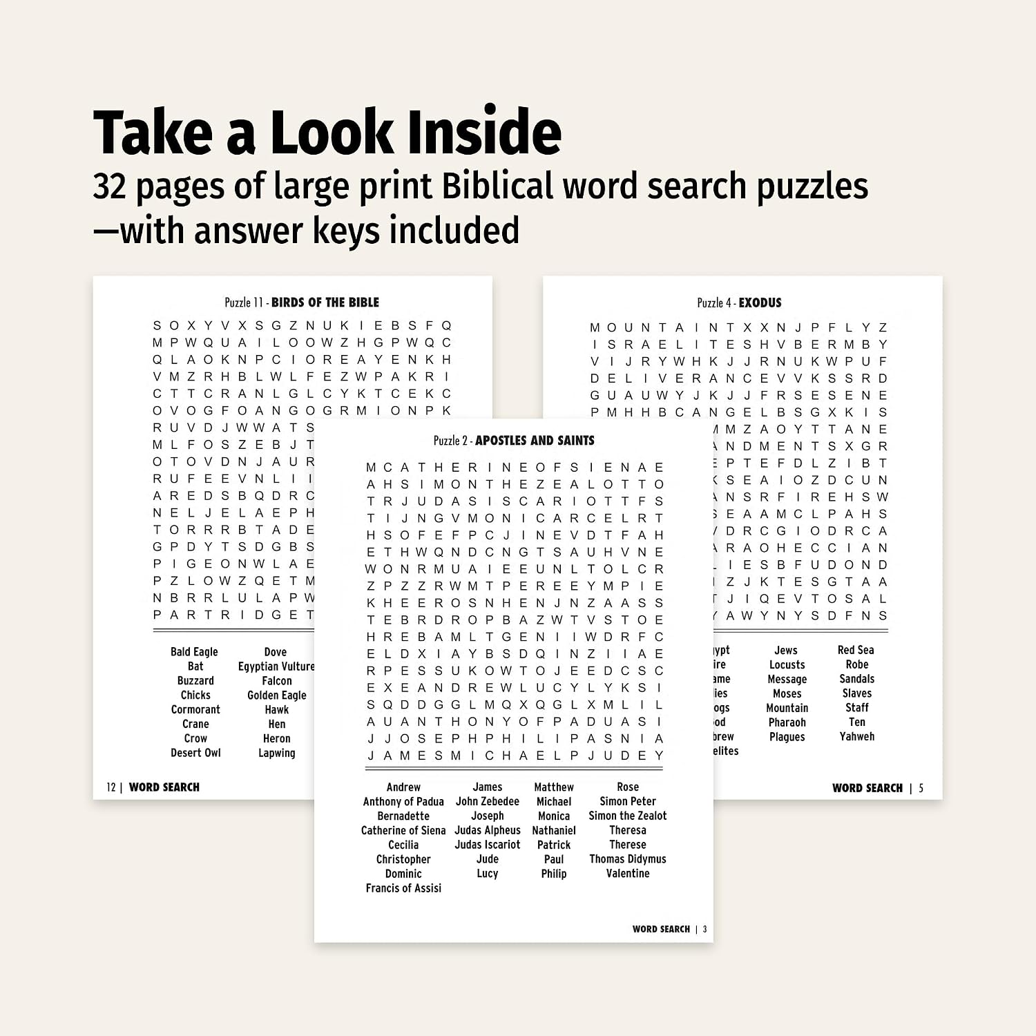 ZOCO - Large Print Bible Word Search Puzzle Books - 25 Pack - Easy-to-Read Christian Word Find - Bulk Activity Books for Seniors, Nursing Homes, Church Groups