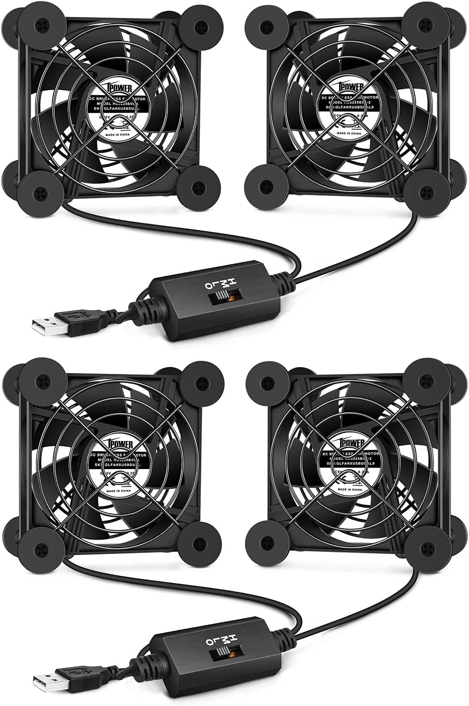 iPower 92mm Silent Dual USB Ventilation Fan with Speed