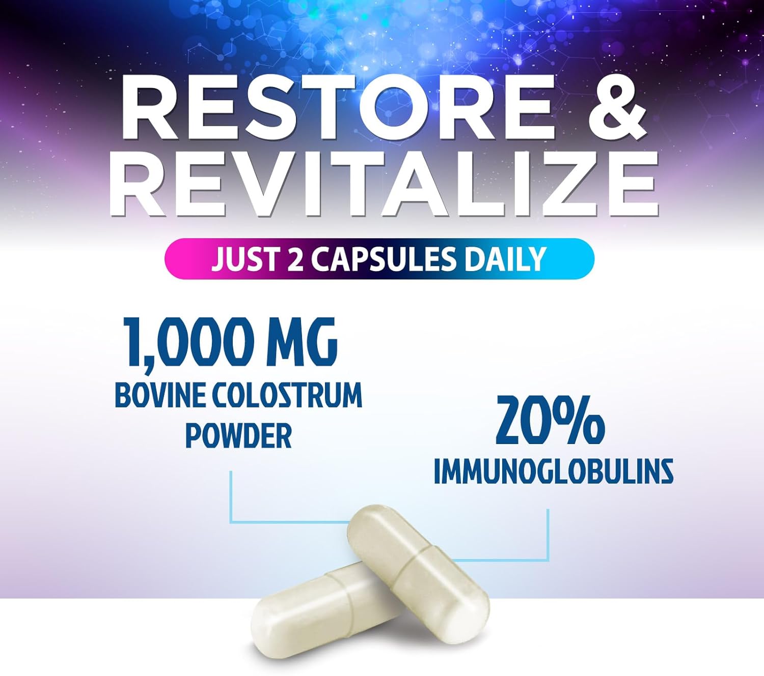 Bovine Colostrum Supplement 1000mg - with 20% Immunoglobulins (IgG) for Immunity & Immune Support, Energy & Gut Health, SP Colostrum Powder Pills, Gluten Free, Non-GMO & Bottled in USA - 120 Capsules - Image 3