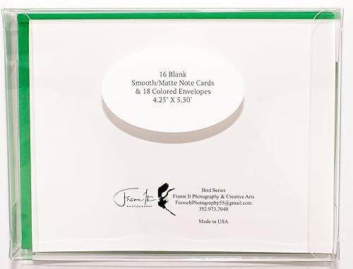 Miniatura 4 de Tarjetas de notas suaves para fotografía de pájaros, 16 con 18 sobres de colores, juego en caja (4.25 x 5.50 pulgadas) en blanco en el interior,