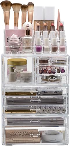Miniatura 9 de Sorbus Organizador de maquillaje y joyería para guardar cosméticos y joyas, diseño espacioso, ideal para baño, tocador, tocador y encimera (XL)