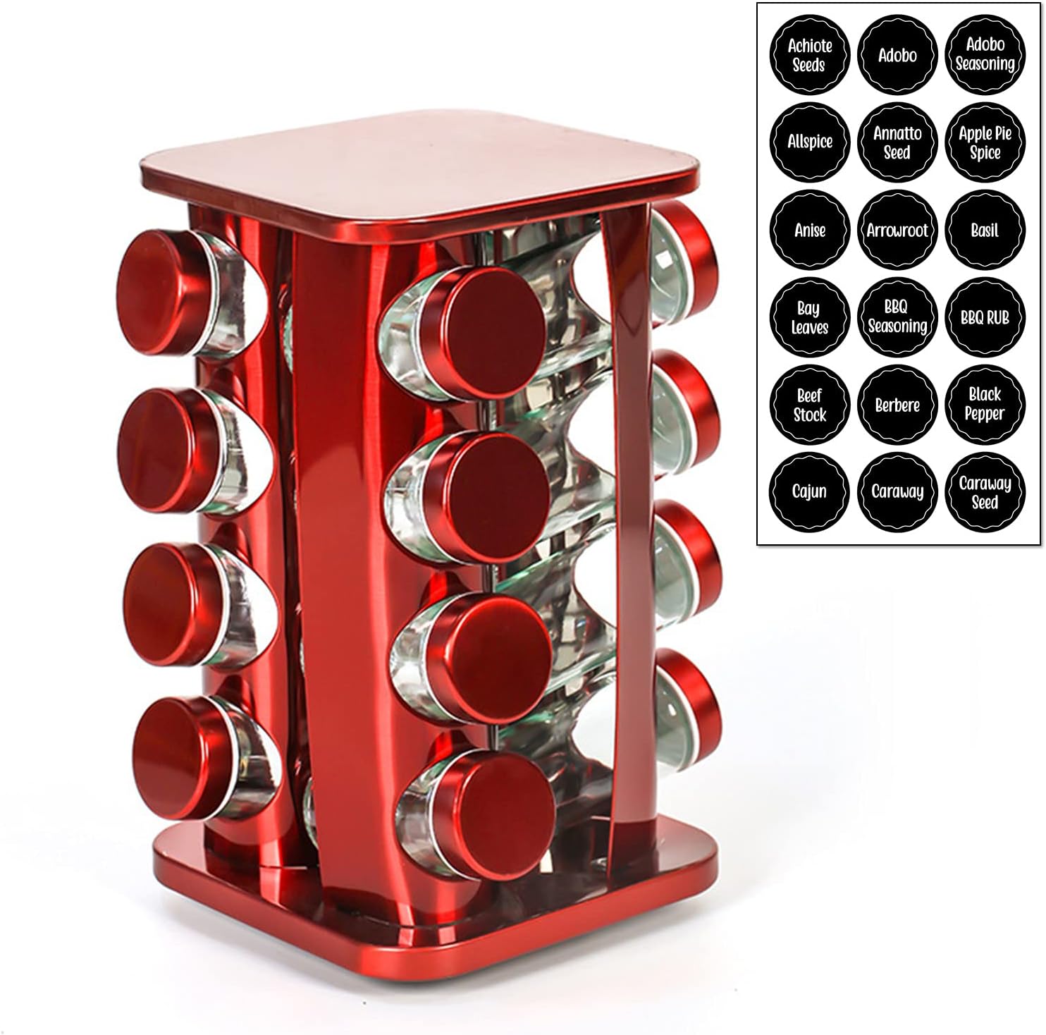 VolksRose Revolving Spice Rack Organizer with 16 Spice Jars