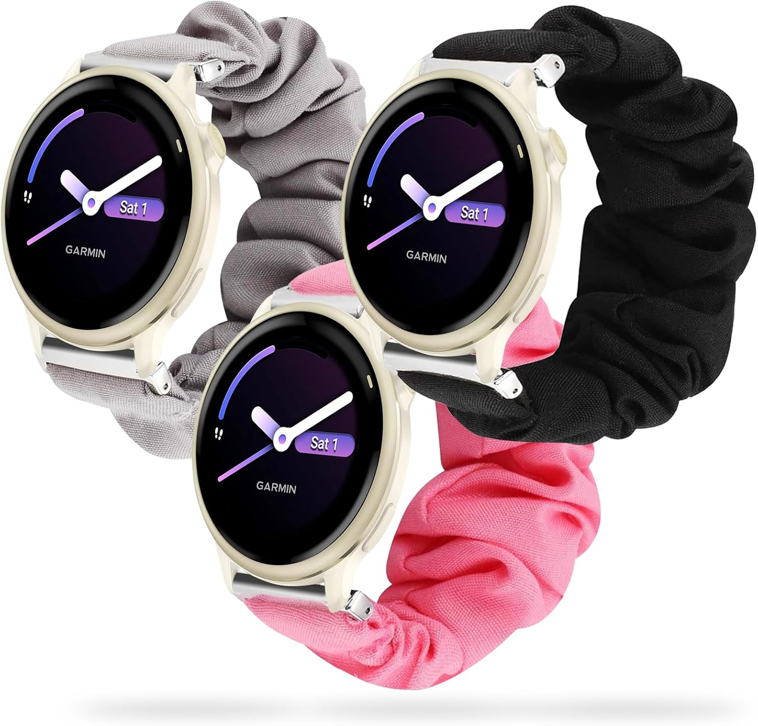 LYSANDRA 20mm watch Bands Compatible Vivoactive 6, Scrunchies Elastic Replacement Band, Compatible with Vivoactive 5, Vivoactive 3 Smartwatch for Women