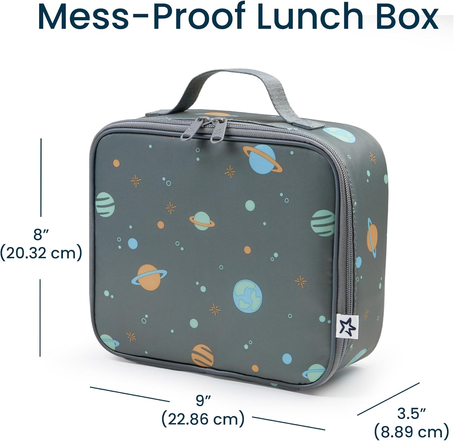 Tiny Twinkle Insulated Lunch Box for Girls and Boys | Durable and Reusable for School & Travel | Ages 3 and Up | Waterproof and Easy to Clean | PFAs and BPA Free（Space）