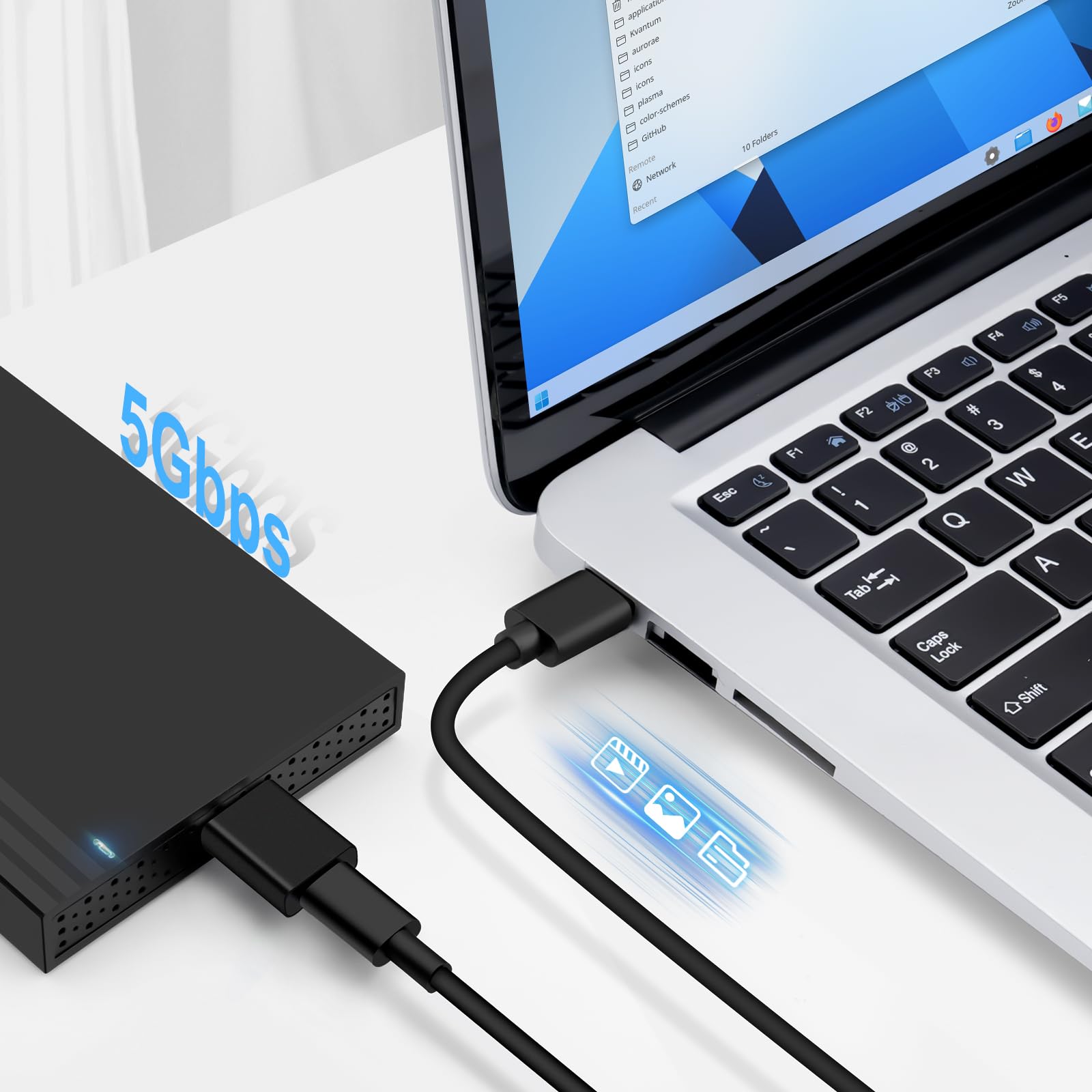 Adapter USB C na USB 3.0 Micro-B do zewnętrznego dysku twardego HDD/SSD, WD, Seagate, Orico/Sabrent, Toshiba, Samsung T5/T7 itd. Czarny