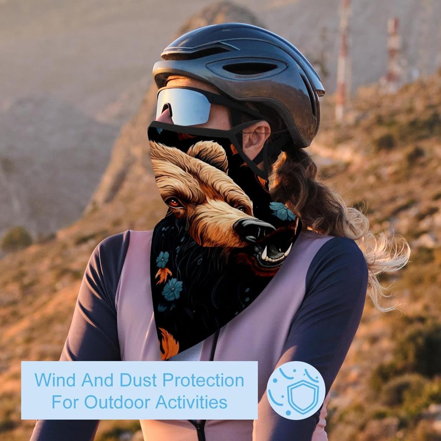 4 Pack Bear Neck Gaiter Face Cover Scarf, Breathable Sun & Wind-proof for Skiing Fishing Hiking Cycling
