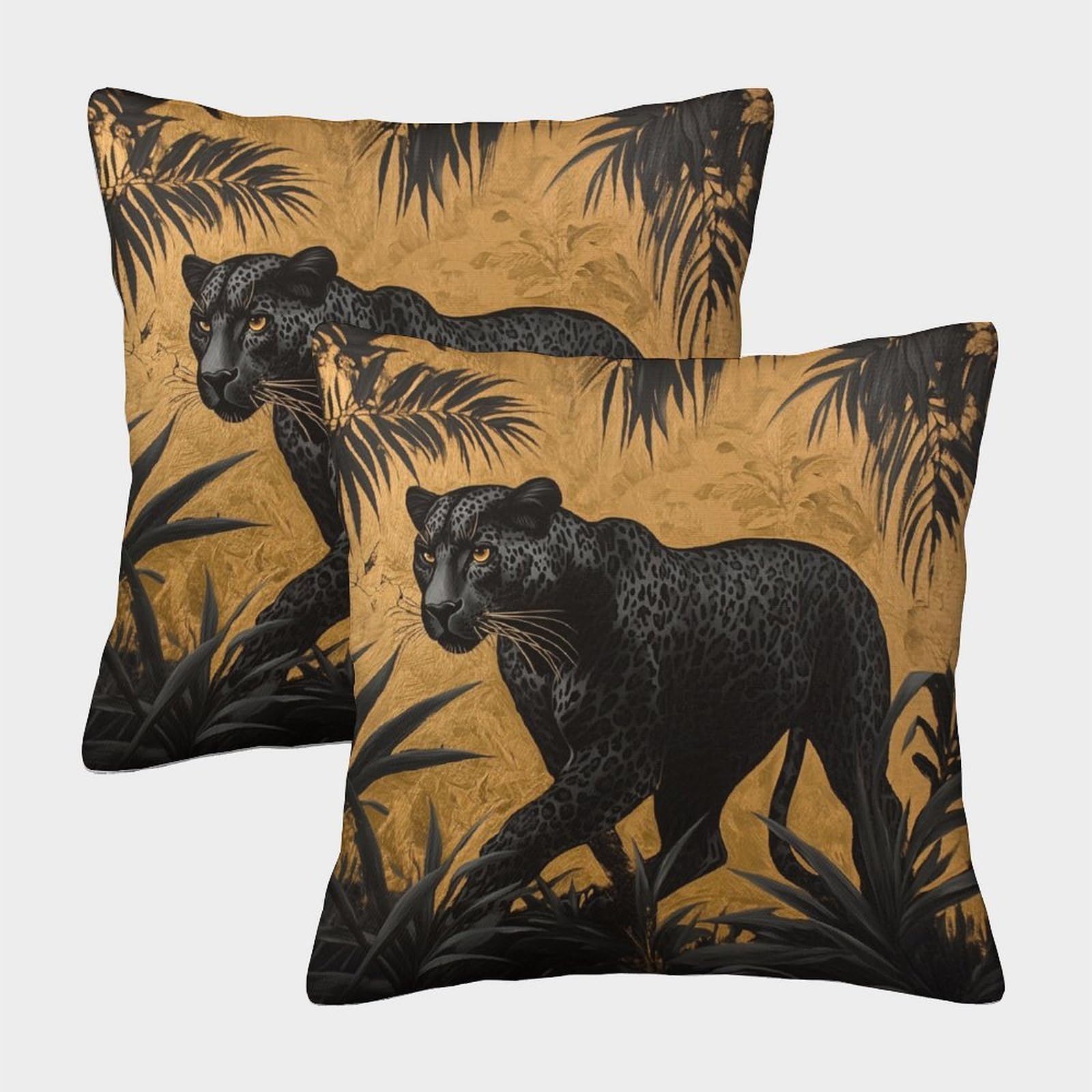 kaiyun 2 Pack Leopard - Savanna Luxury Digital Printed Soft 3D Themed Square Cushion Cover 50x50cm