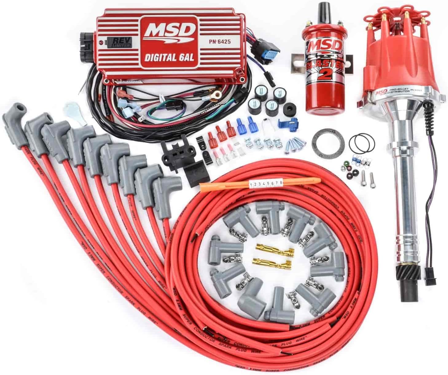 MSD 85551K Ignition Kit Includes Distributor 6AL Ignition Box Blaster 2 Coil