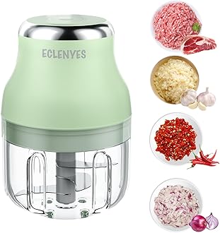 Vegetable Chopper, Electric Garlic Chopper, 250ML USB Rechargeable Mini Blender, Powerful Small Food Processor, Blender to Vegetable, Wireless Food Cutter for Ginger, Chili, Fruit, Meat, etc（Green）