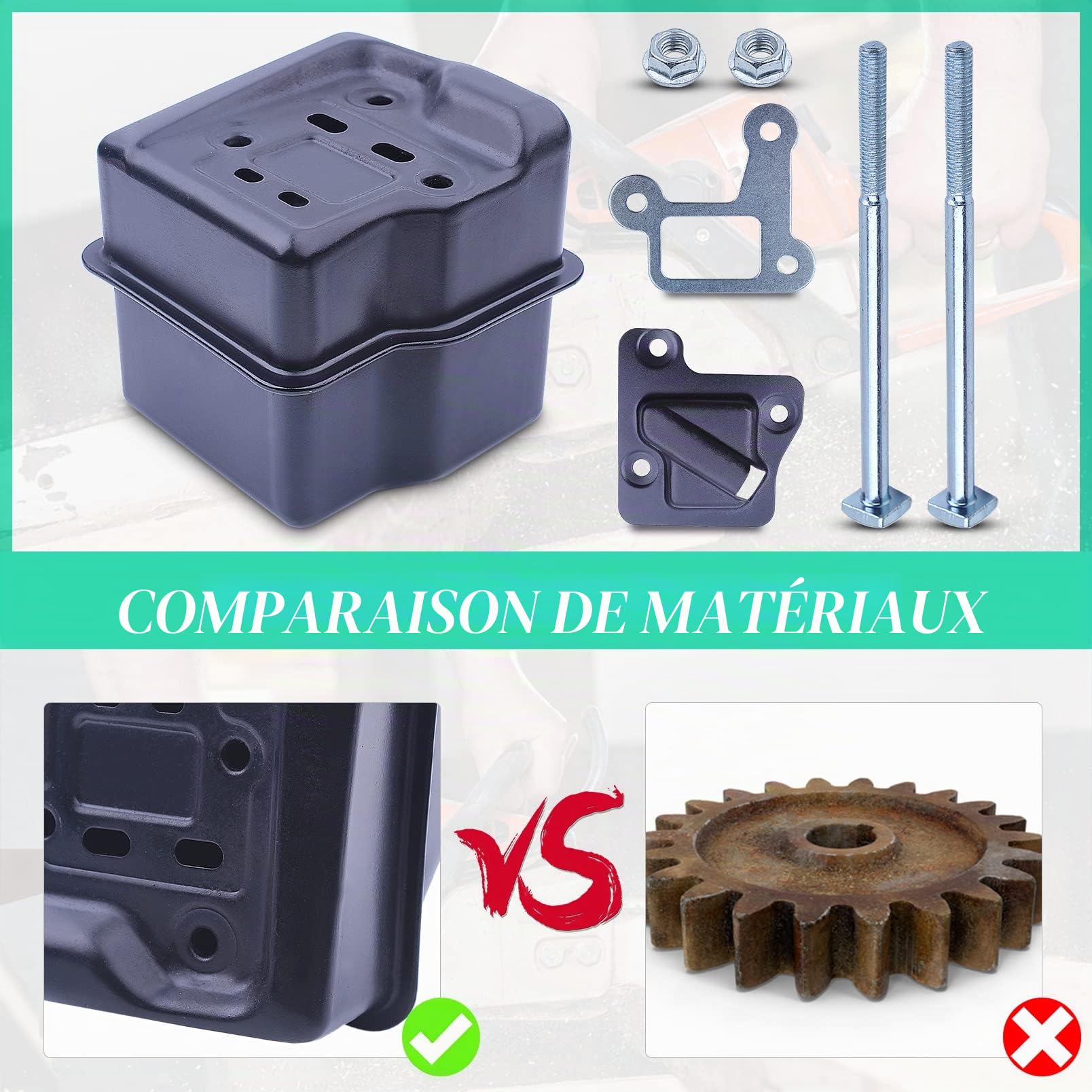 Kit Échappement pour STIHL 029 039 MS310 MS290 MS390 Série Tronçonneuse, ADEFOL Pot d'echappement + Joint + Vis et Écrous + Support Silencieux Accessoire Pièces de Rechange