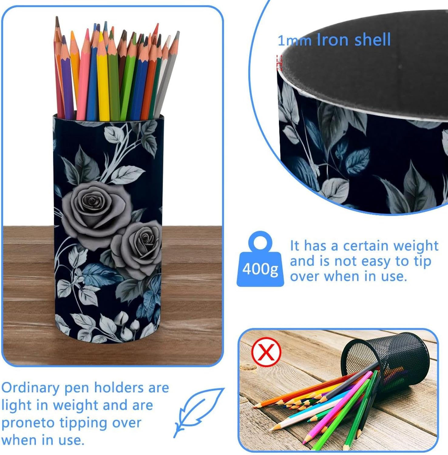 Leaf Art-479 Iron Sheet Music pen holder for Desktop Stationery Organizers and Accessories Makeup Brush Holder for Office, School(5.8 x 2.9 Inches) image 3
