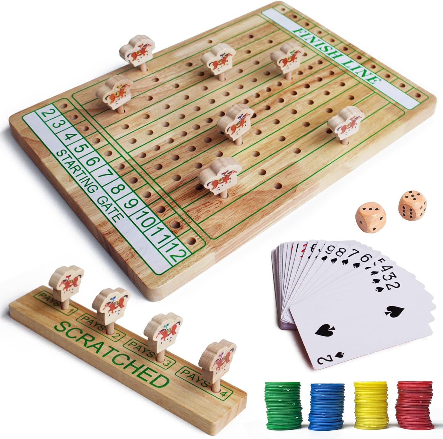 Amazon.com: Deartisan Horse Race Board Game, Thickened Hard Oak Horse ...