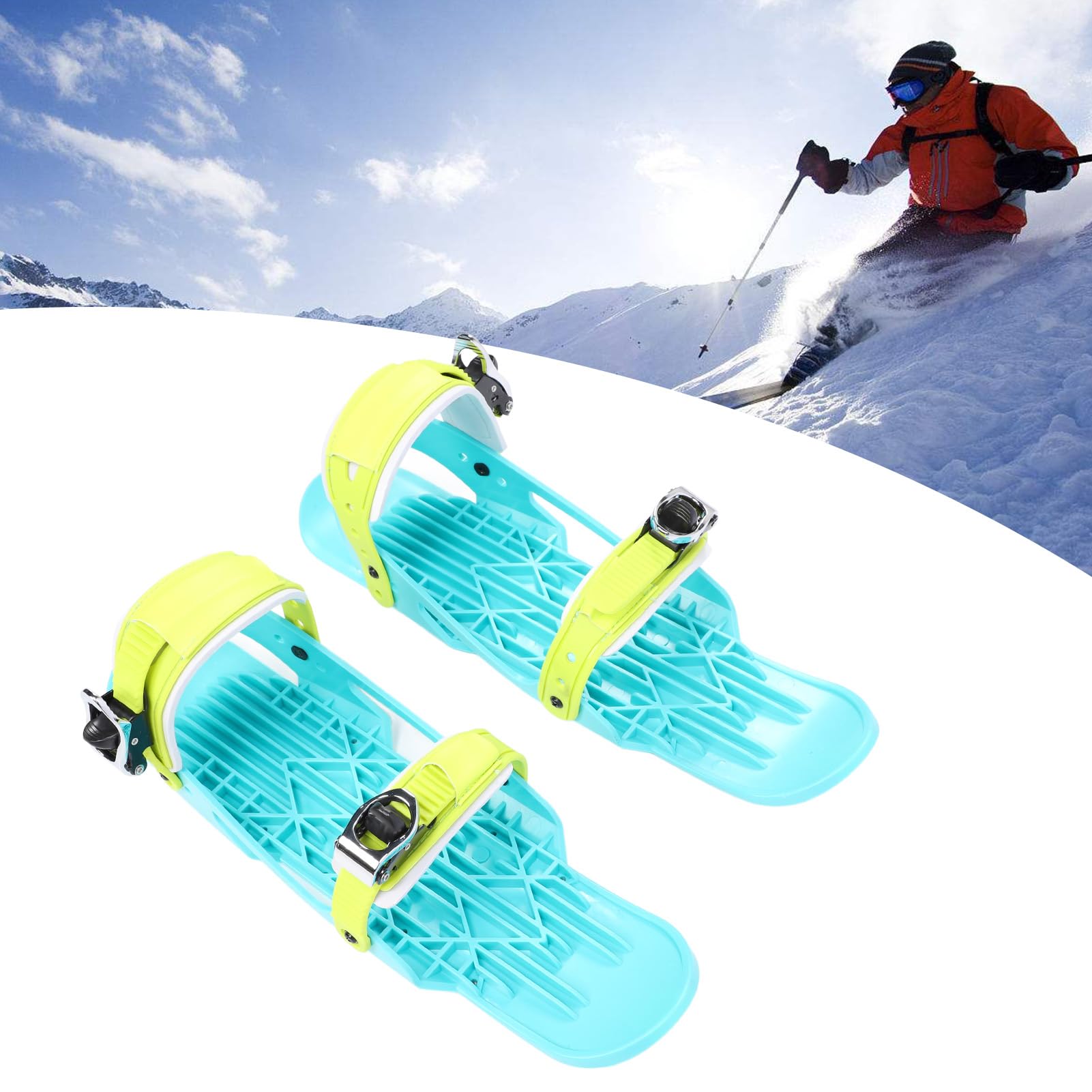Focket Mini Kurz Ski Skates für Schnee, Verstellbare Kurze Snowskates mit Aufbewahrungstasche, Snowblades Skiboard Ski für Winterschuhe, Outdoor Skifahren, Mini Ski Skates, Skischuhe