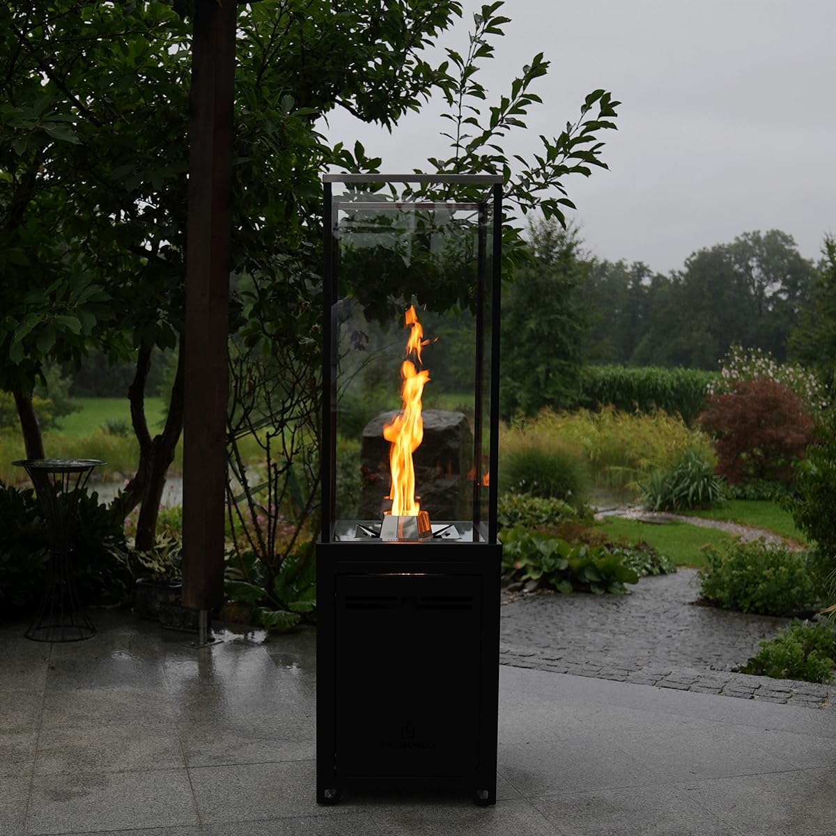 Burner Set stufa da terrazza – Stufa per esterni senza fumo con pellet di legno – con vetro di sicurezza – Made in Austria