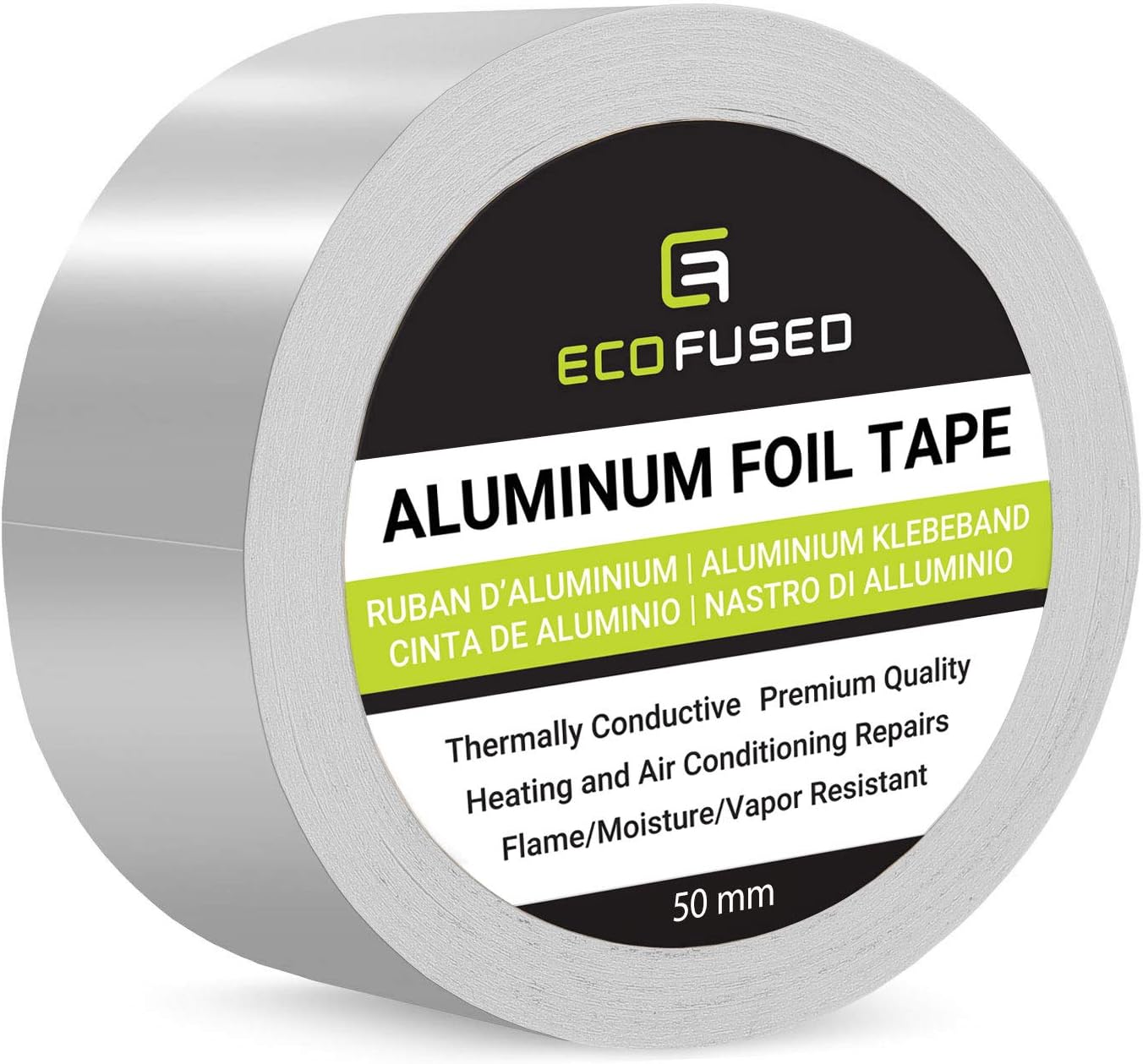 Eco-Fused Adhesive Aluminum Foil Tape - for Heating and Air Conditioning Repairs - Thermally Conductive - Flame/Moisture/Vapor Resistant - Heat and Light Reflective - Arts and Crafts, Home Interior