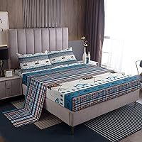 Vista 31 de jejeloiu Sea Turtle Sheet Set Ocean Creature Themed Sheets with Deep Pocket Fitted Sheet Sea Underwater World Bed Sheets Set Bed Reptile Tortoise