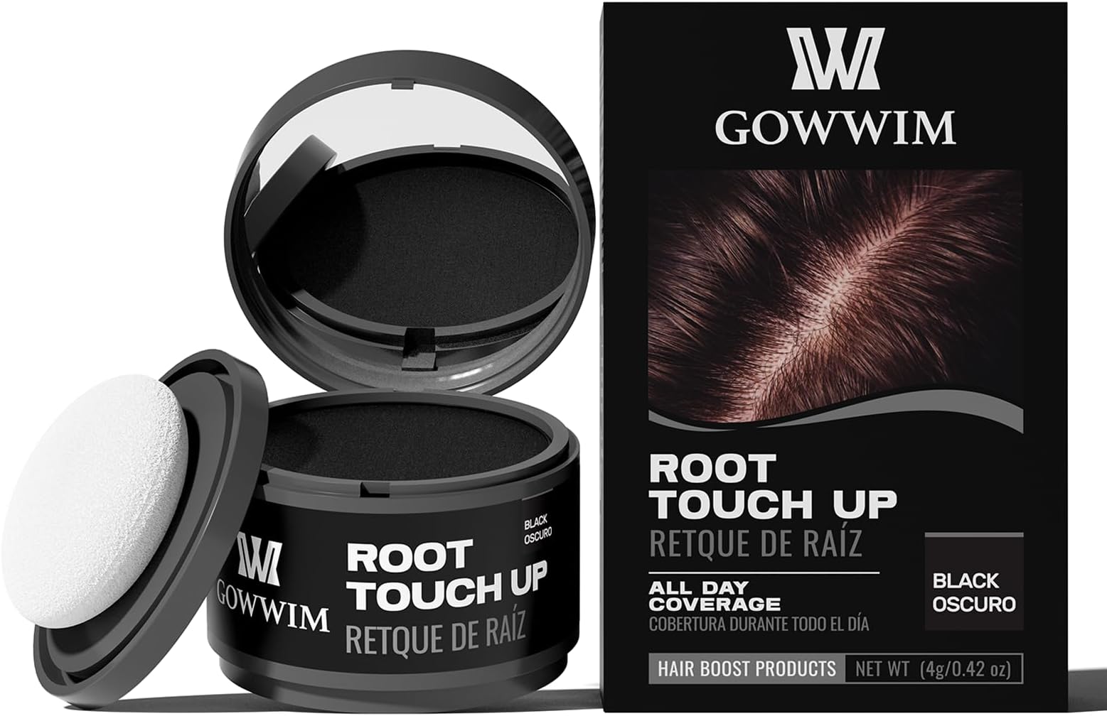 MuChely (Black) - Hairline Powder, Hair Root Dye, Instantly Hair Colour Shadow Cover Grey Hair Root, Hair Touch-Up, Thin Hair Powder 4g